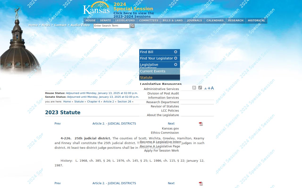 Wichita County court dates and 25th Judicial District statute