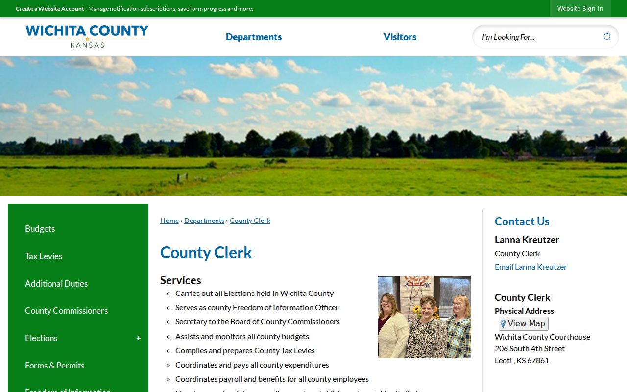 Wichita County administrative County Clerk webpage