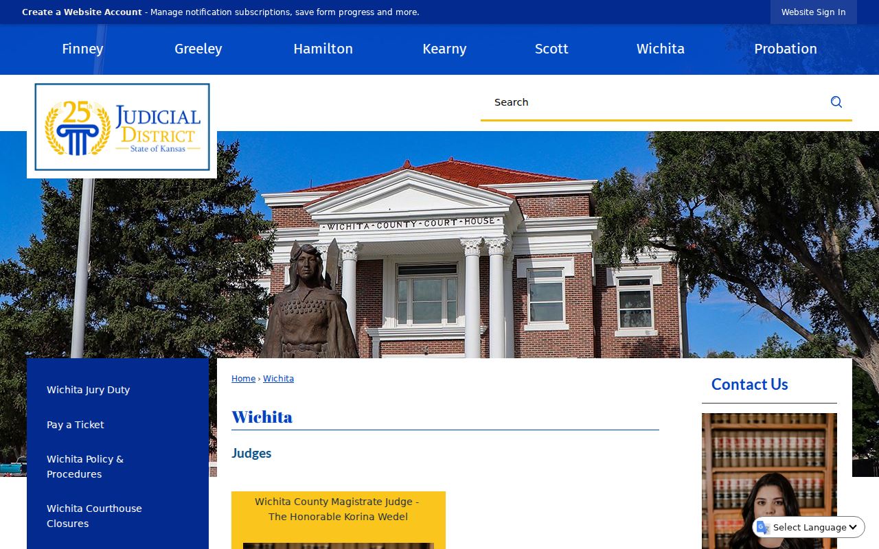 Wichita County District Court clerk office page