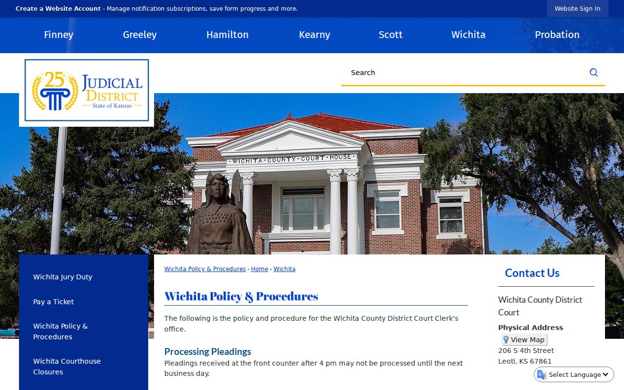 Wichita County District Court public access policy